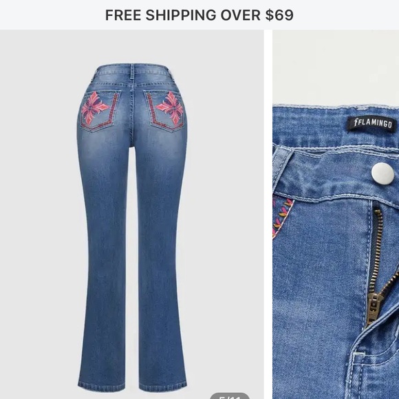 Flamingo jeans Cross embroidered - Picture 5 of 9